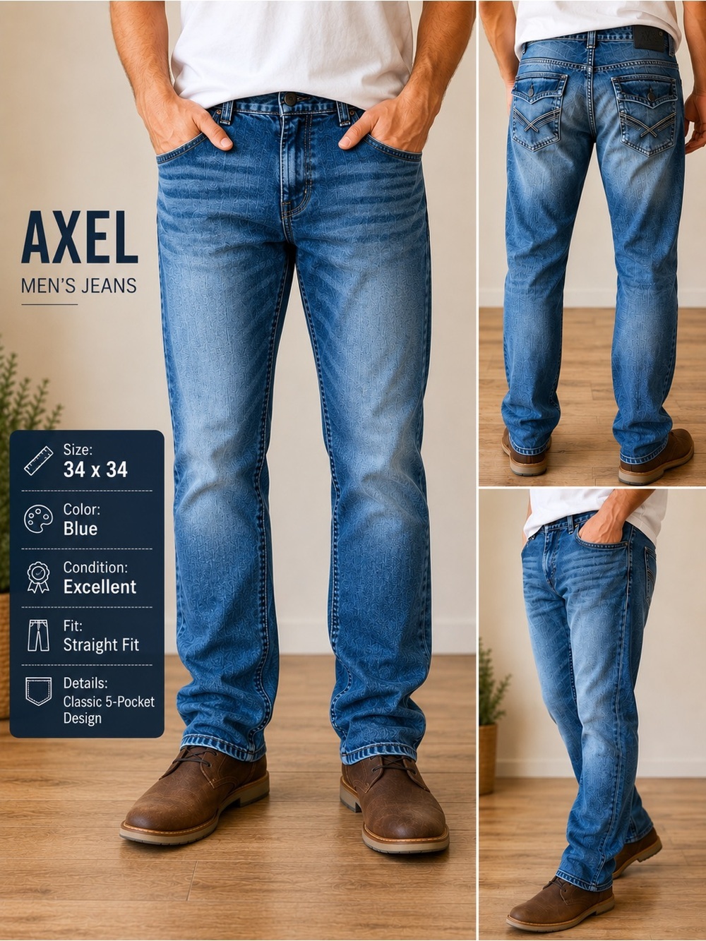 Men's Axel Light Blue Bootcut Jeans 34x34